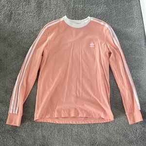 adidas Originals Women's 3-Stripes Long Sleeve Tee in dust pink
